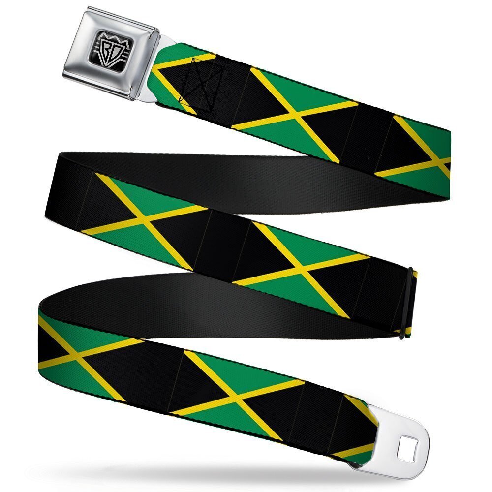 8658 Seatbelt Belt - Jamaica Flags - 1.0" Wide - 20-36 Inches in Length